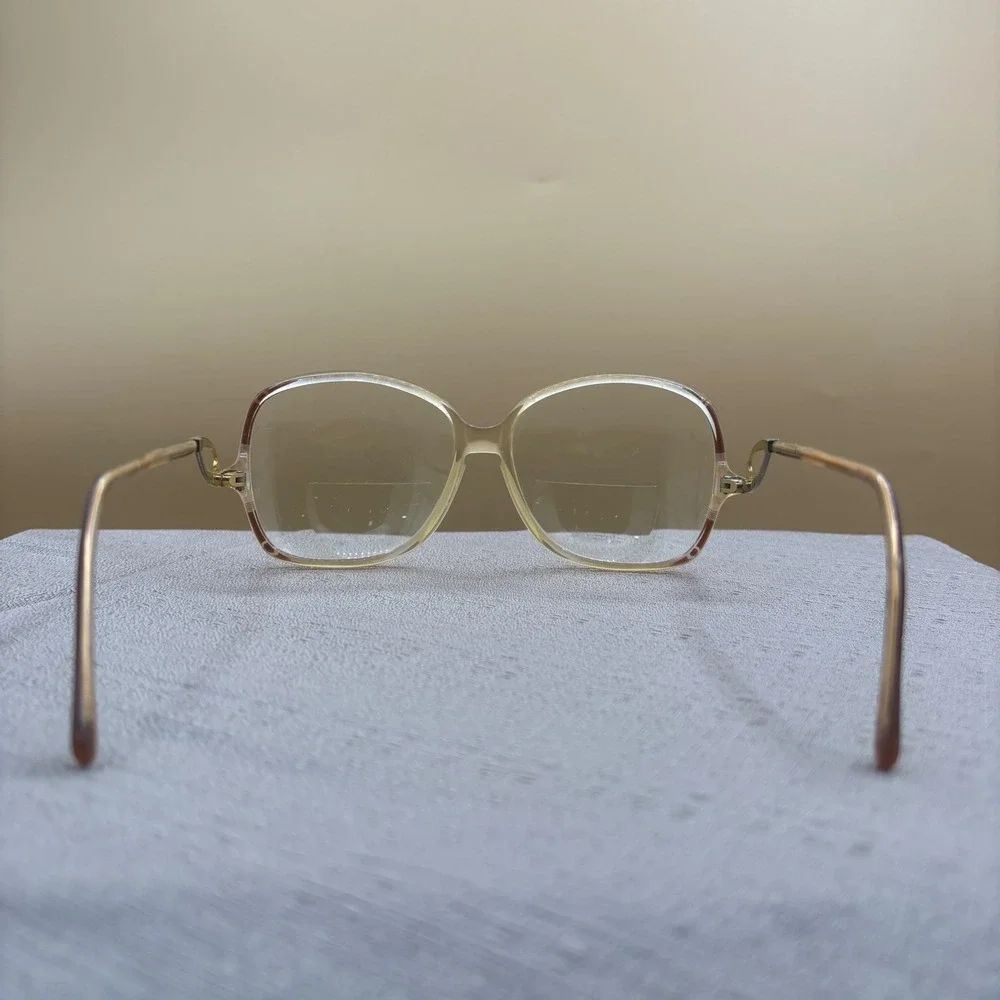 Vintage Eyeglass Frames Women Medium Clear Brown Excellent Librarian Chic